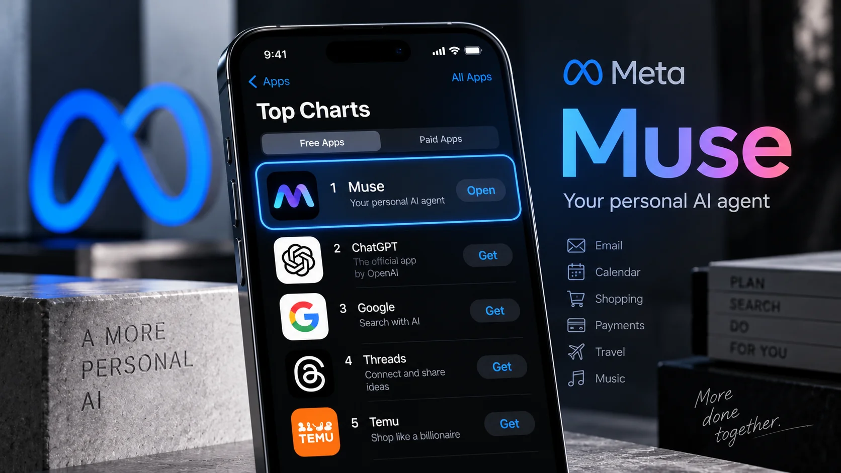 Muse متا فقط ۱۰ روز بعد از عرضه، ChatGPT را در اپ‌استور آمریکا کنار زد