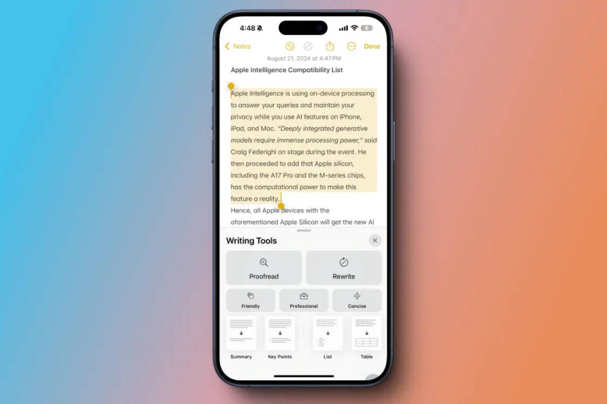Apple Intelligence Writing Tools قابلیتهای نوشتاری Apple Intelligence